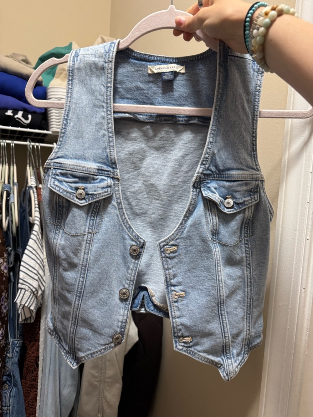 American Eagle Light Blue Denim Shirt Jacket